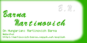 barna martinovich business card